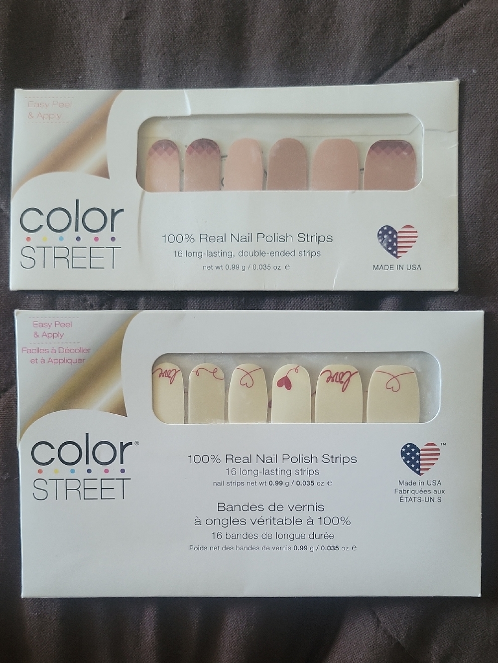 Color Street Pink Ombre & Cream Heart Nail Strips